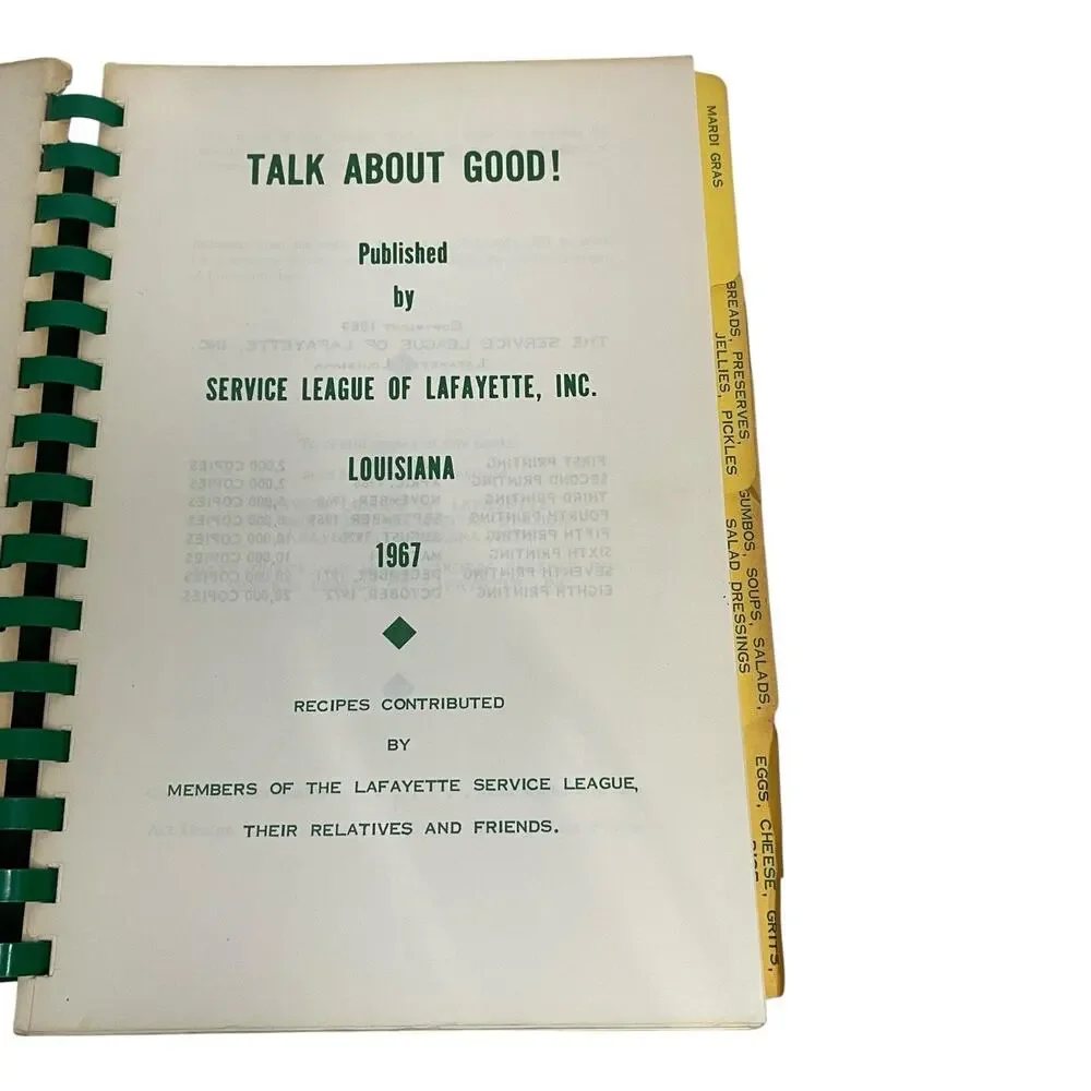 Talk About Good Cookbook 1969 Lafayette Louisiana Service League Cajun Recipes